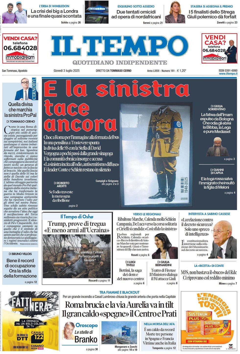 anteprima della prima pagina di Il Tempo