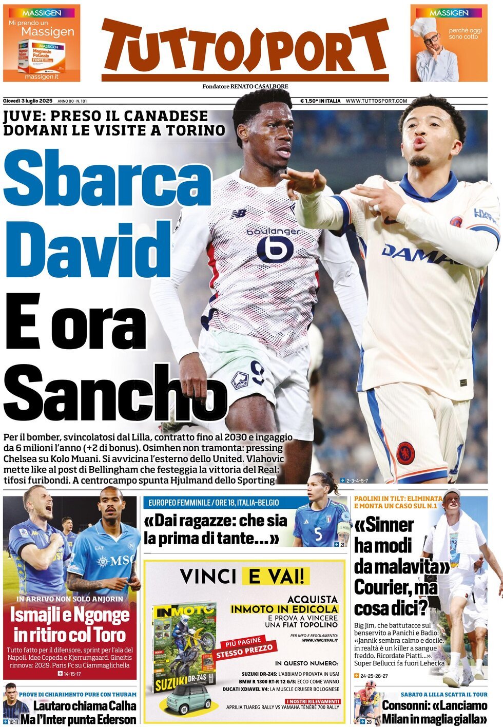 anteprima della prima pagina di Tuttosport