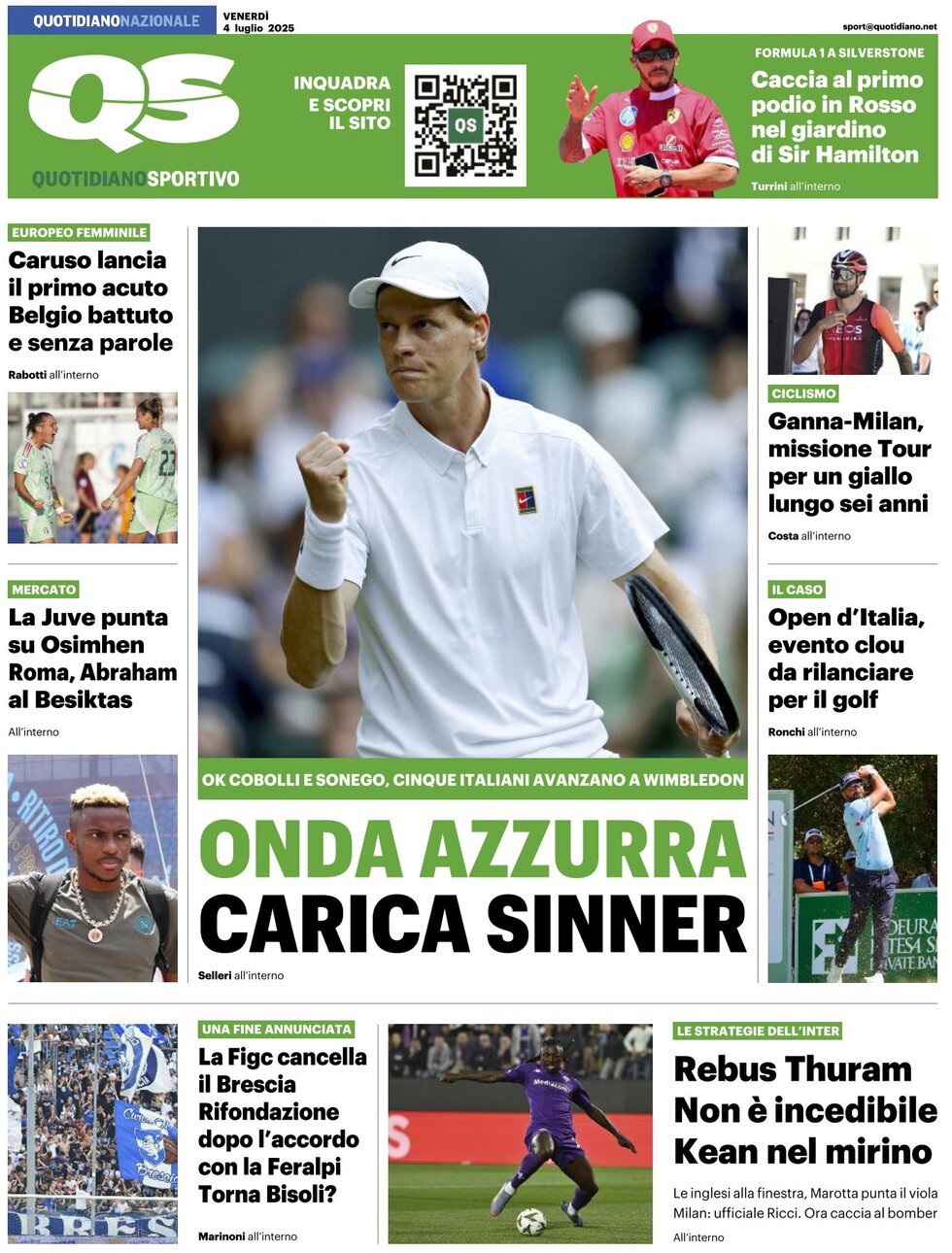 anteprima della prima pagina di qs-quotidiano-sportivo del 04/07/2025