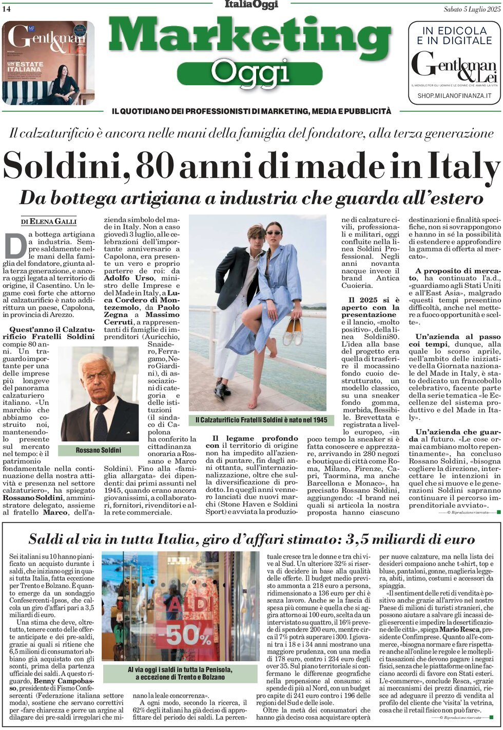 prima pagina - Marketing Oggi del 05/07/2025