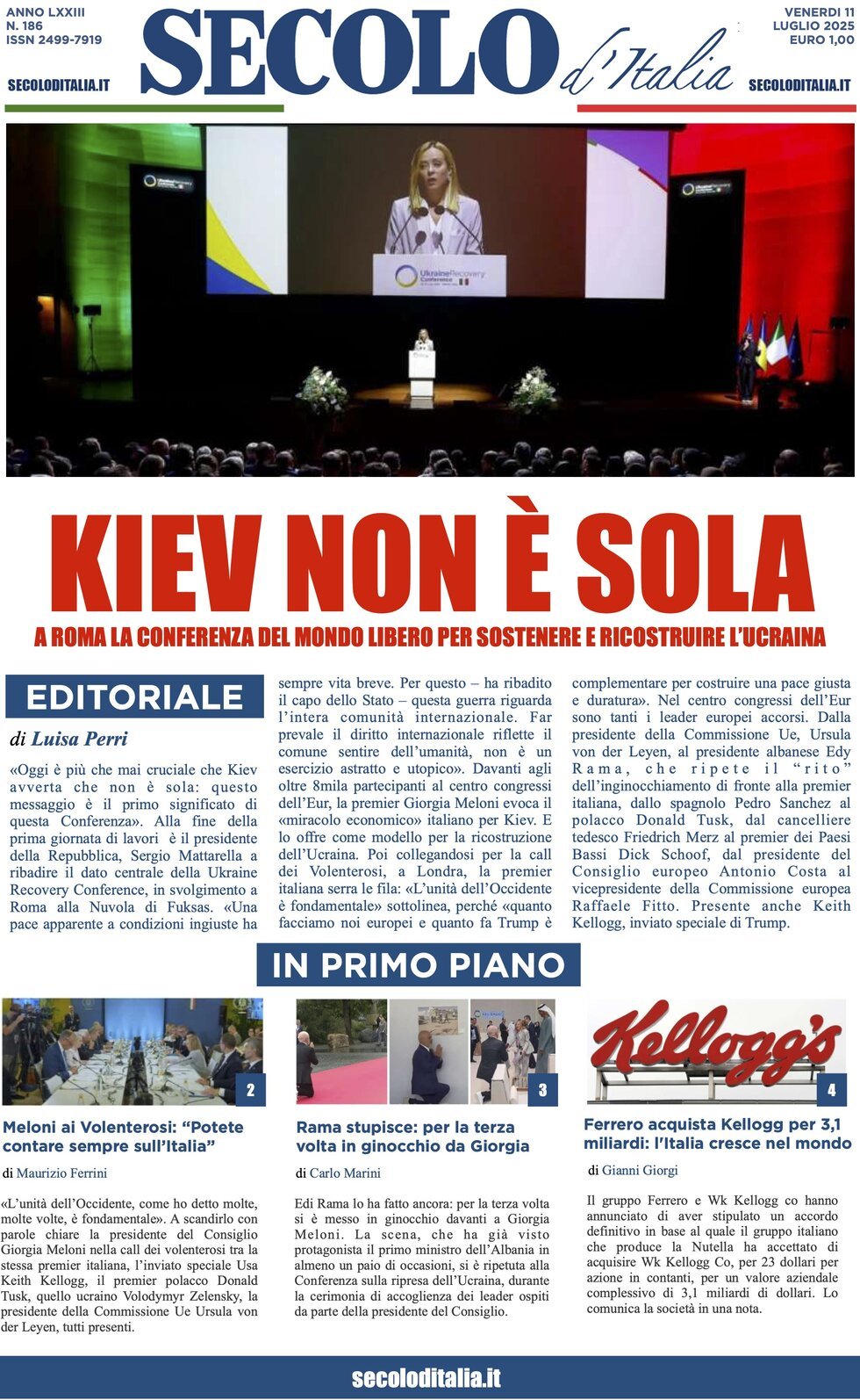 anteprima della prima pagina di Secolo d'Italia