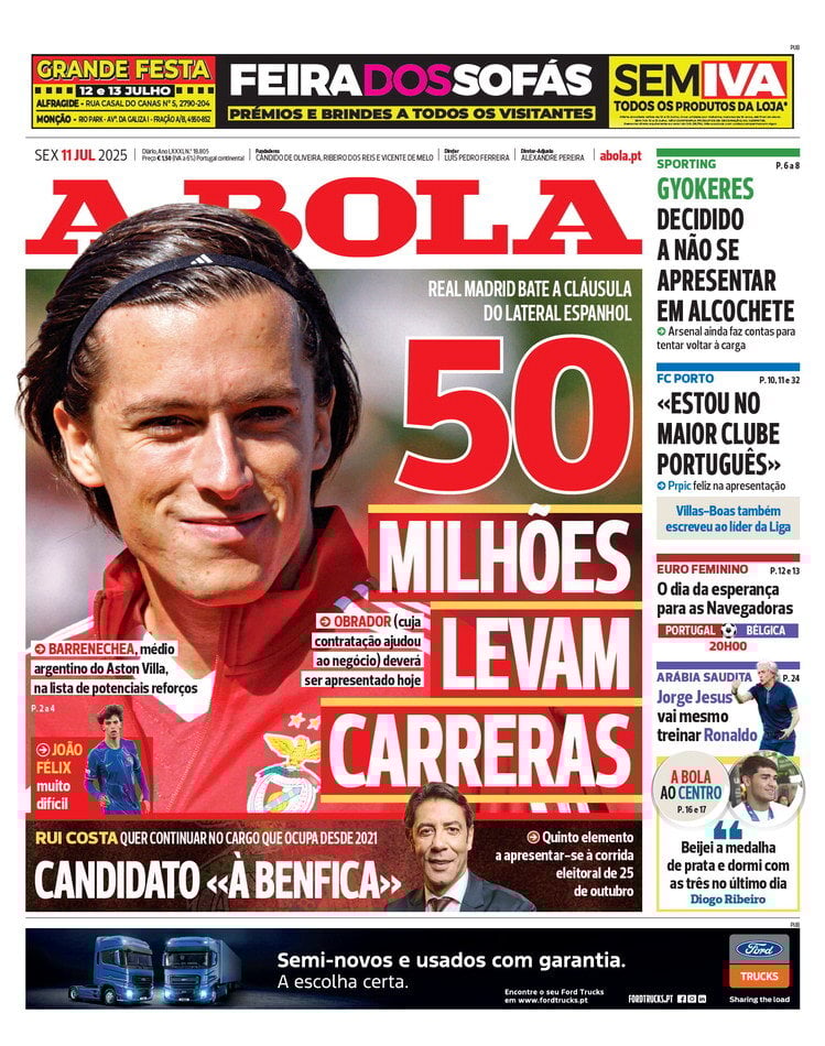 anteprima della prima pagina di A Bola