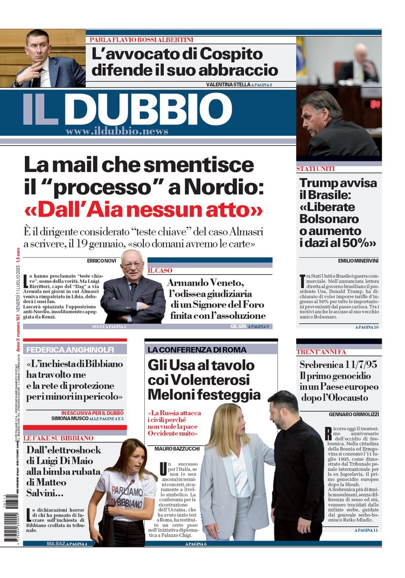 anteprima della prima pagina di Il Dubbio