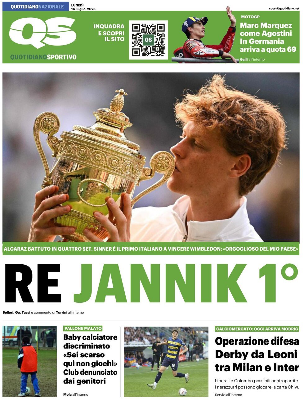 anteprima della prima pagina di QS Quotidiano Sportivo