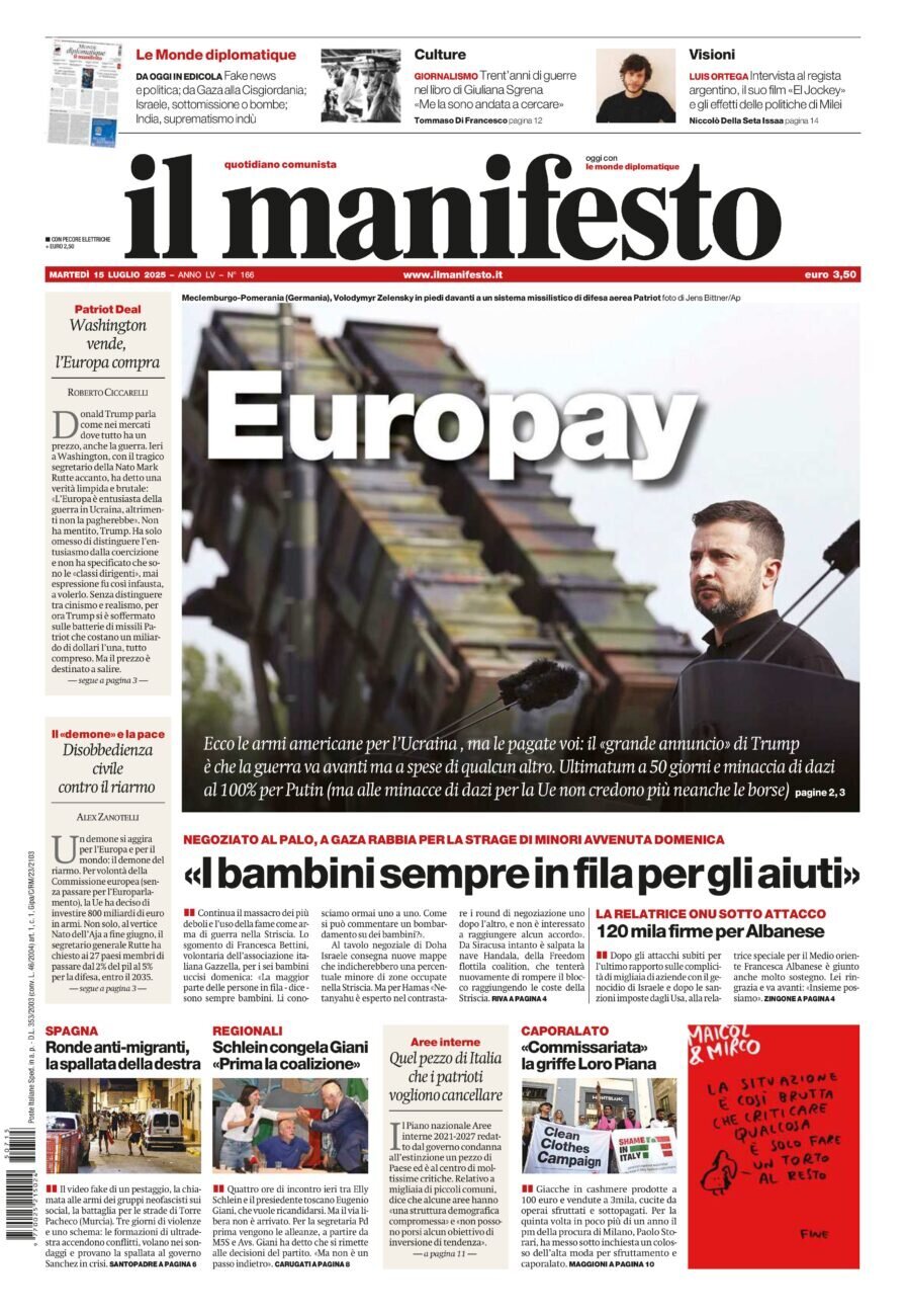 anteprima della prima pagina di Il Manifesto
