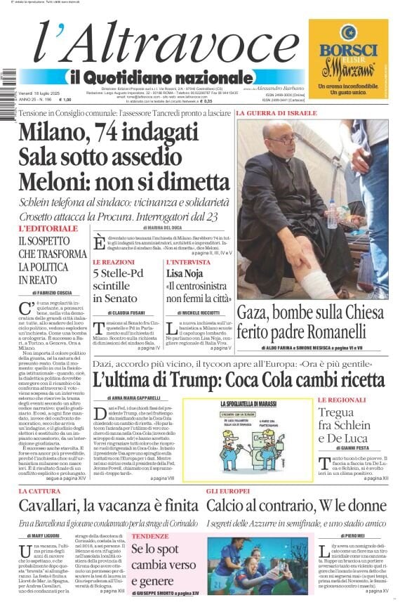 anteprima della prima pagina di Il Quotidiano del Sud L'Altravoce