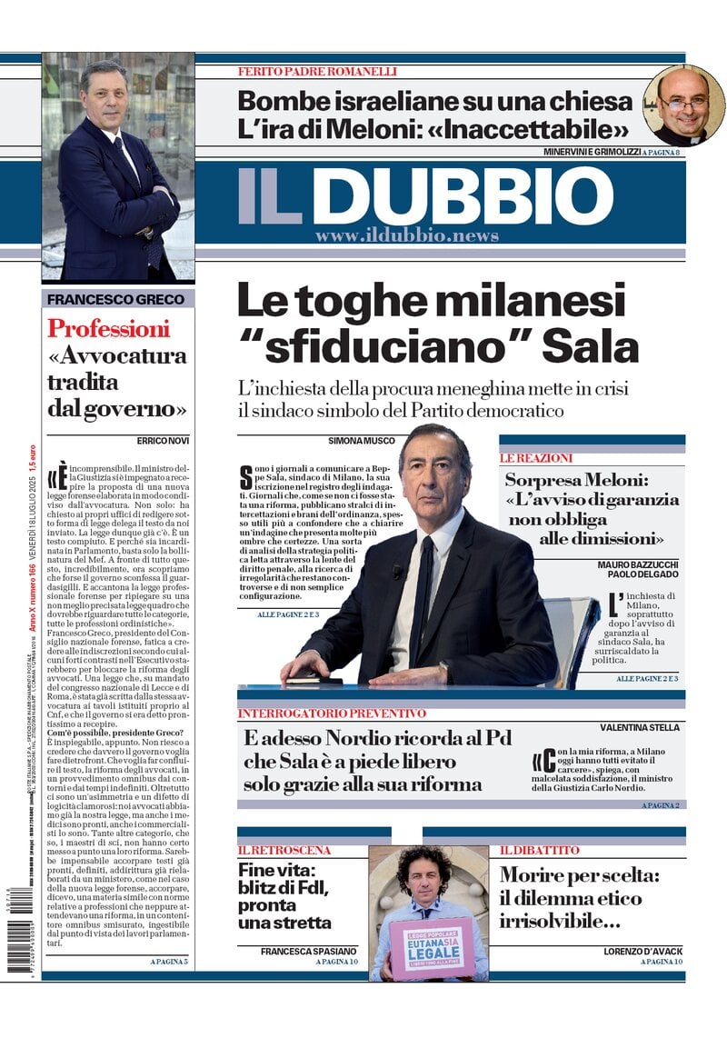 anteprima della prima pagina di Il Dubbio