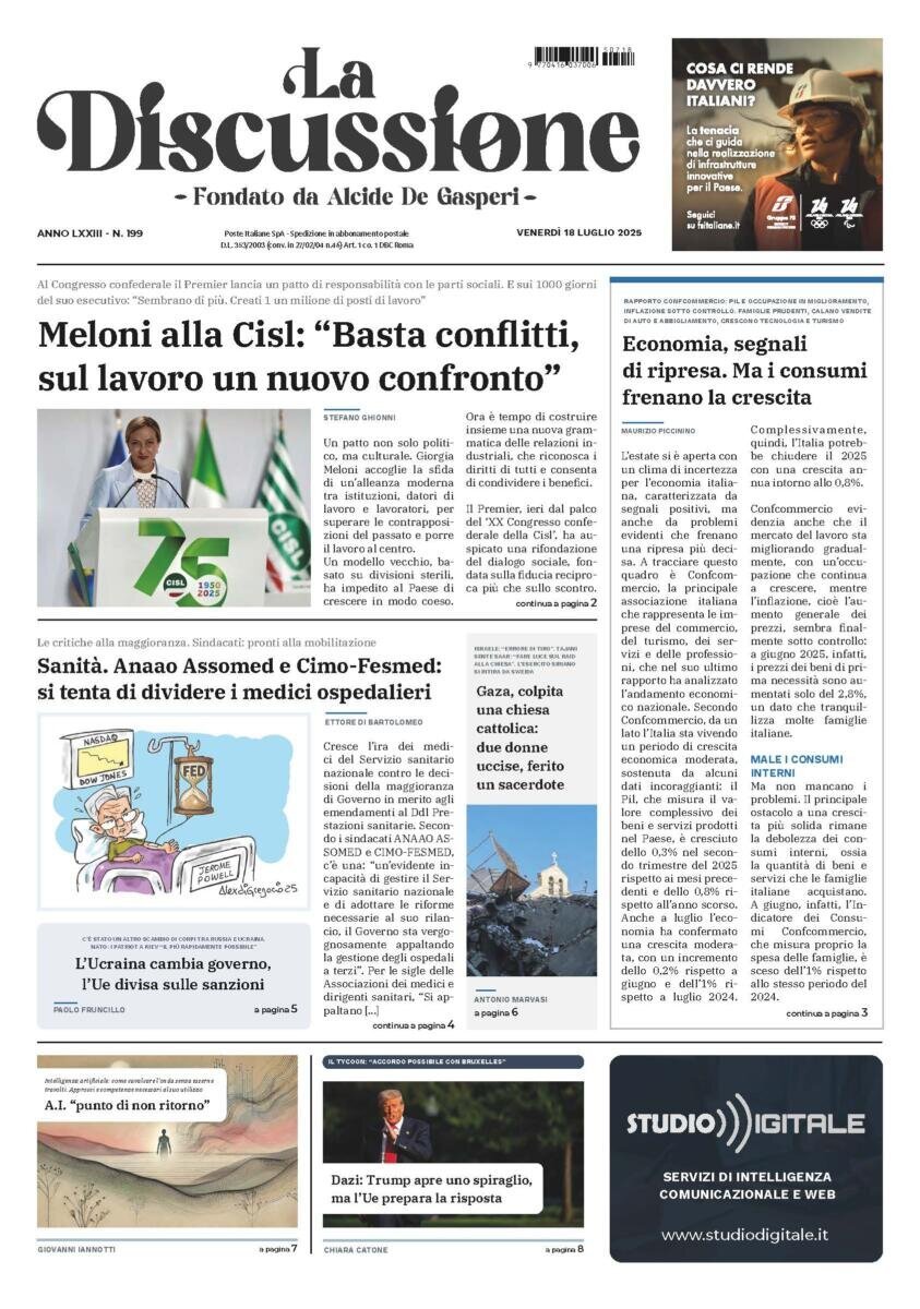 anteprima della prima pagina di La Discussione