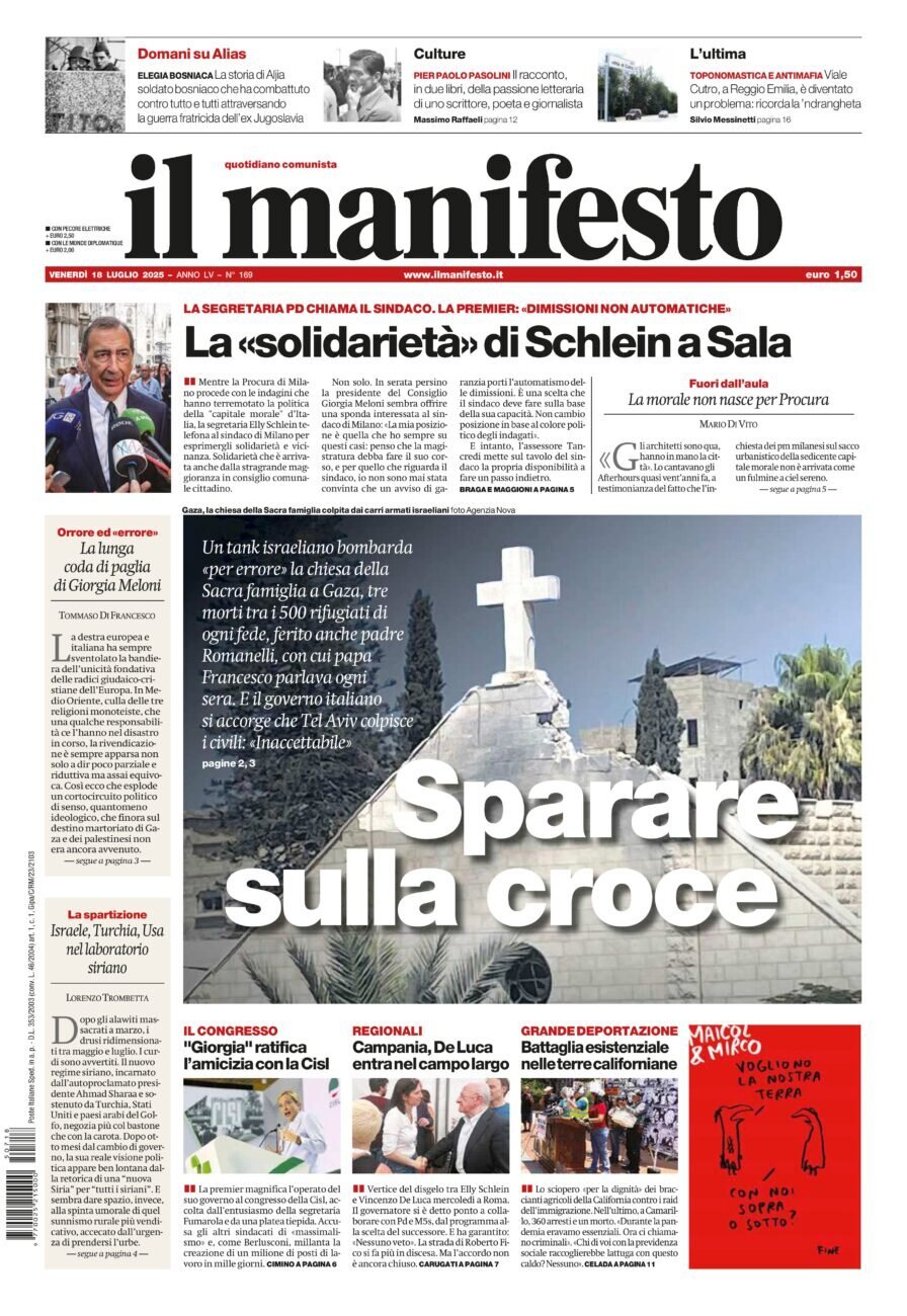 anteprima della prima pagina di Il Manifesto