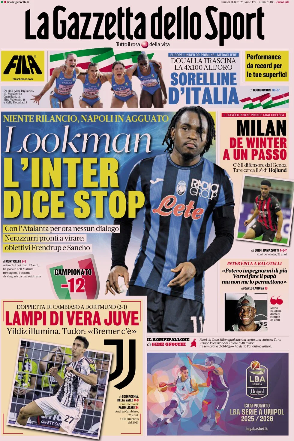 anteprima della prima pagina di La Gazzetta dello Sport