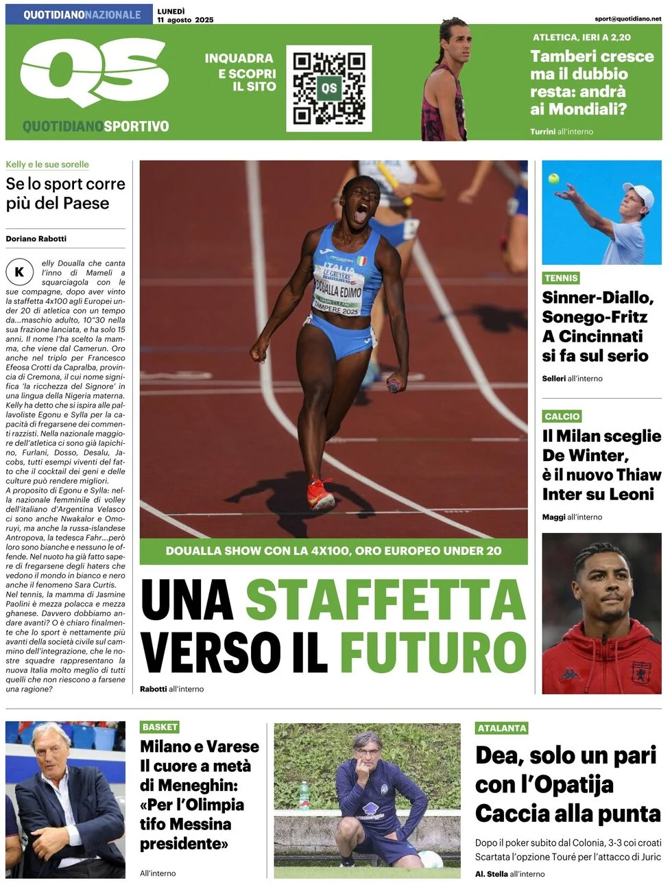 anteprima della prima pagina di QS Quotidiano Sportivo