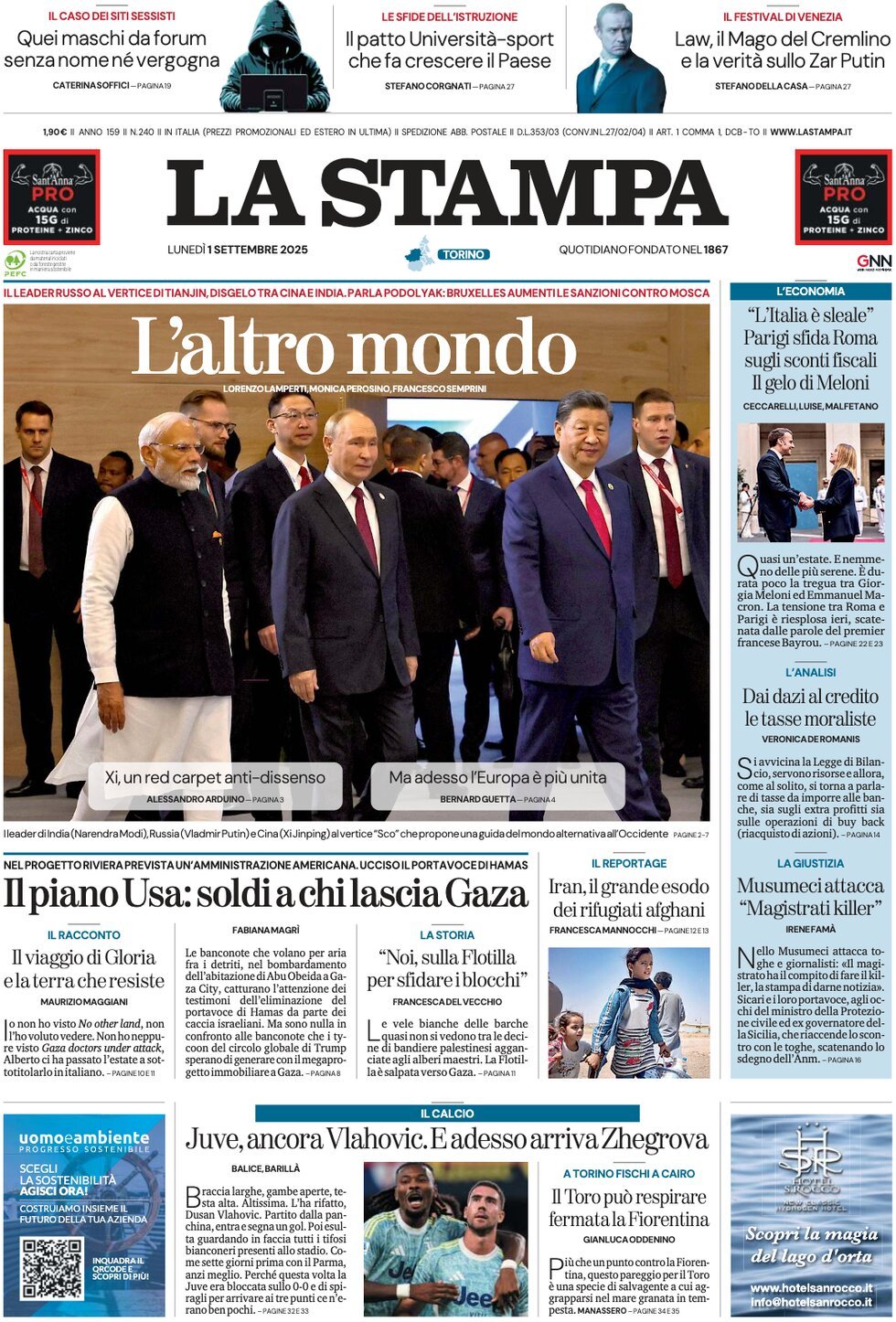 anteprima della prima pagina di La Stampa