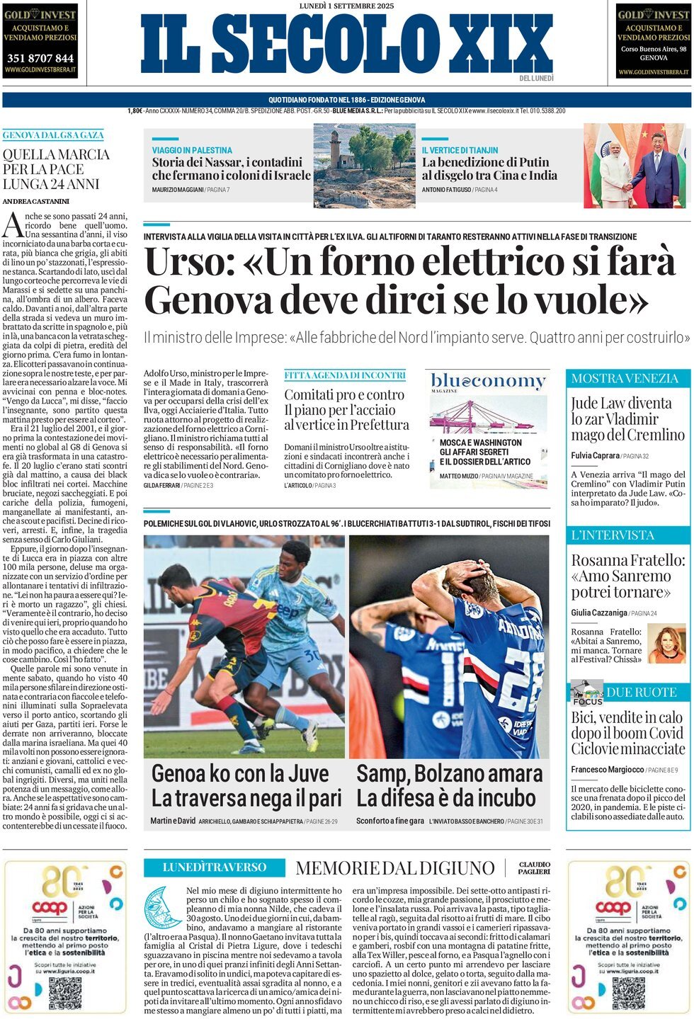 anteprima della prima pagina di Il Secolo XIX