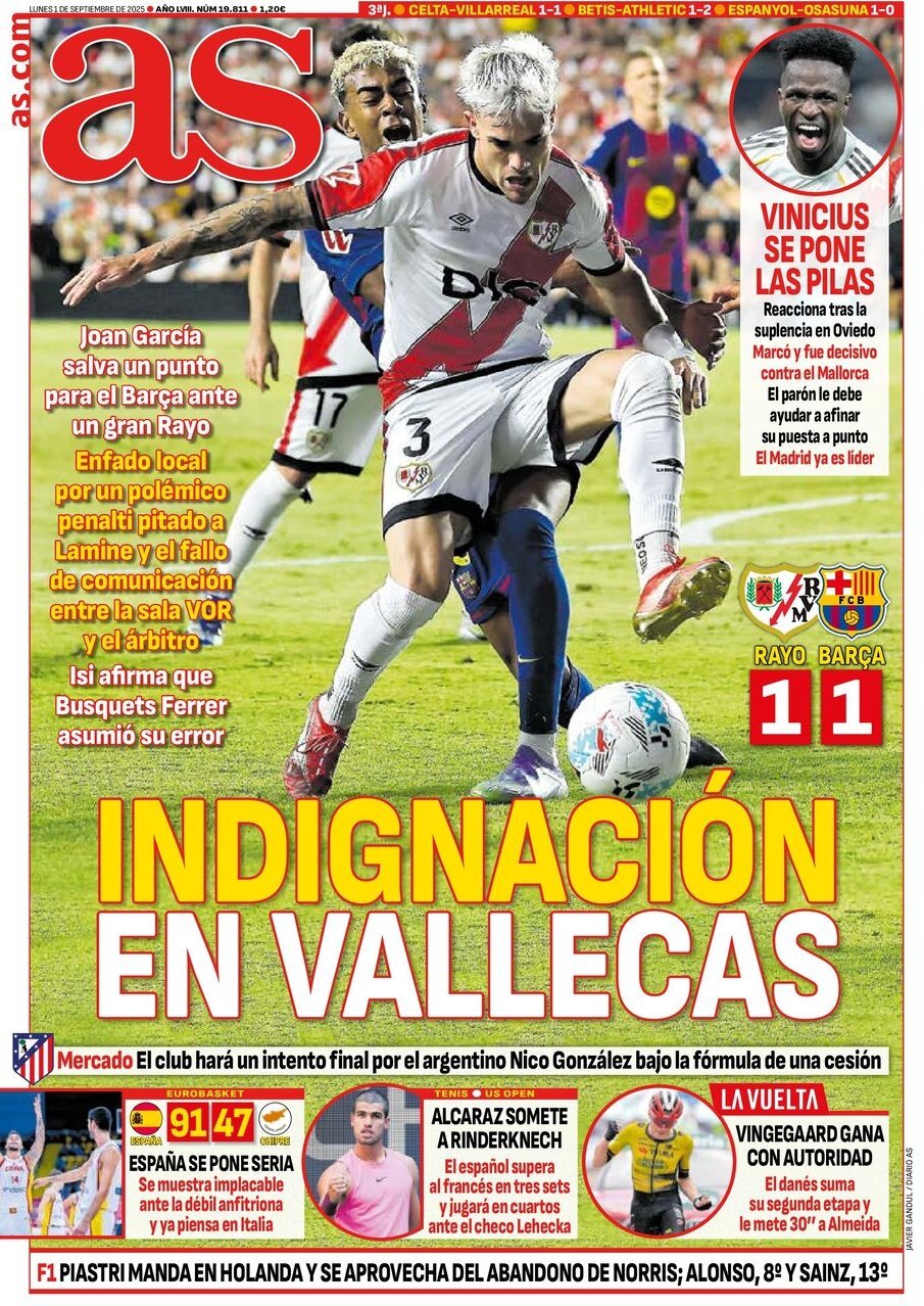 anteprima della prima pagina di AS (Madrid)