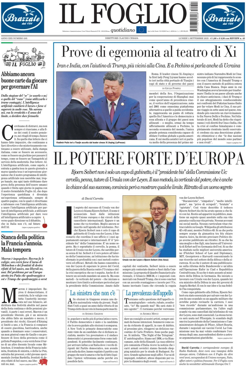 anteprima della prima pagina di Il Foglio