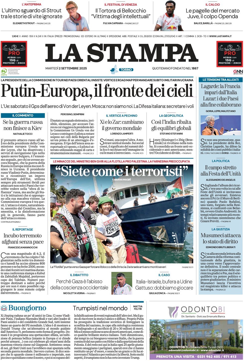 anteprima della prima pagina di La Stampa