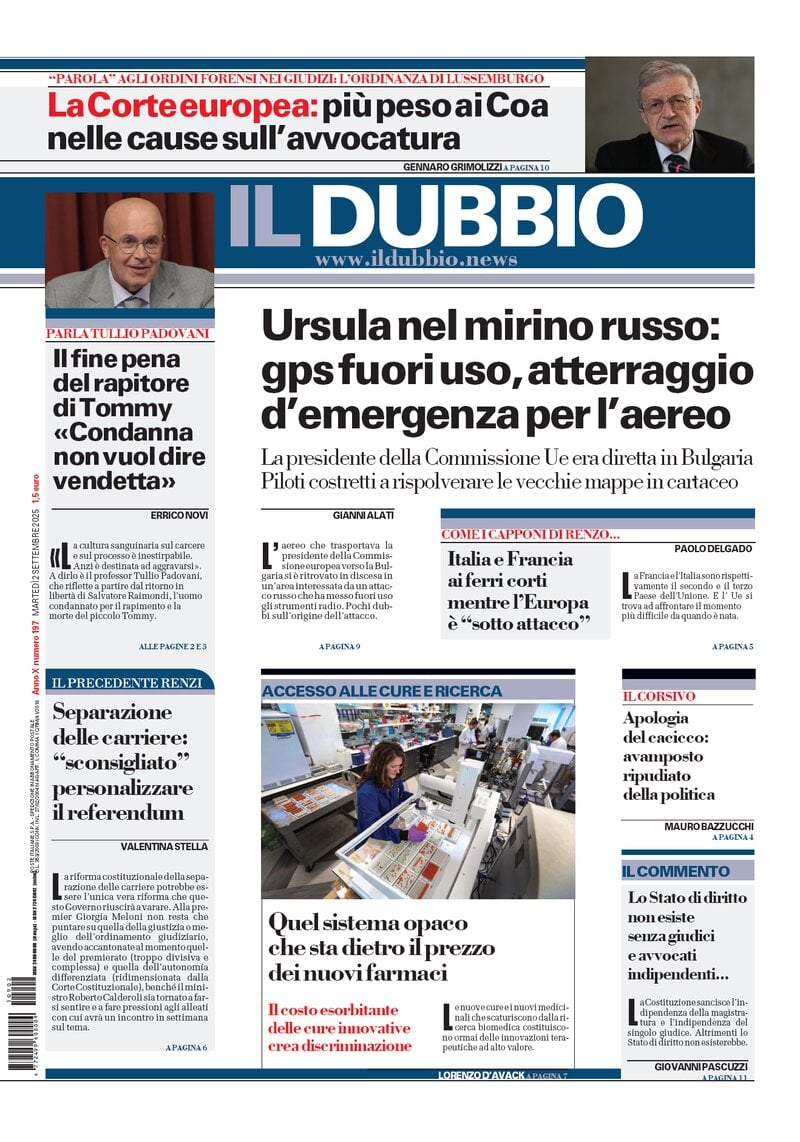 anteprima della prima pagina di Il Dubbio