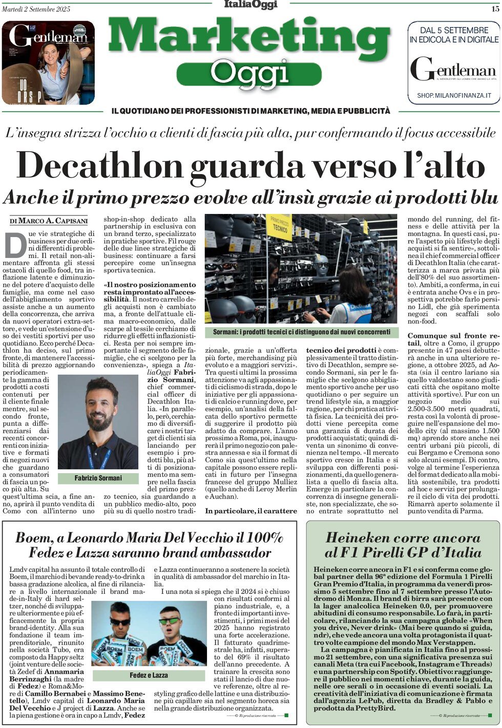 anteprima della prima pagina di Marketing Oggi