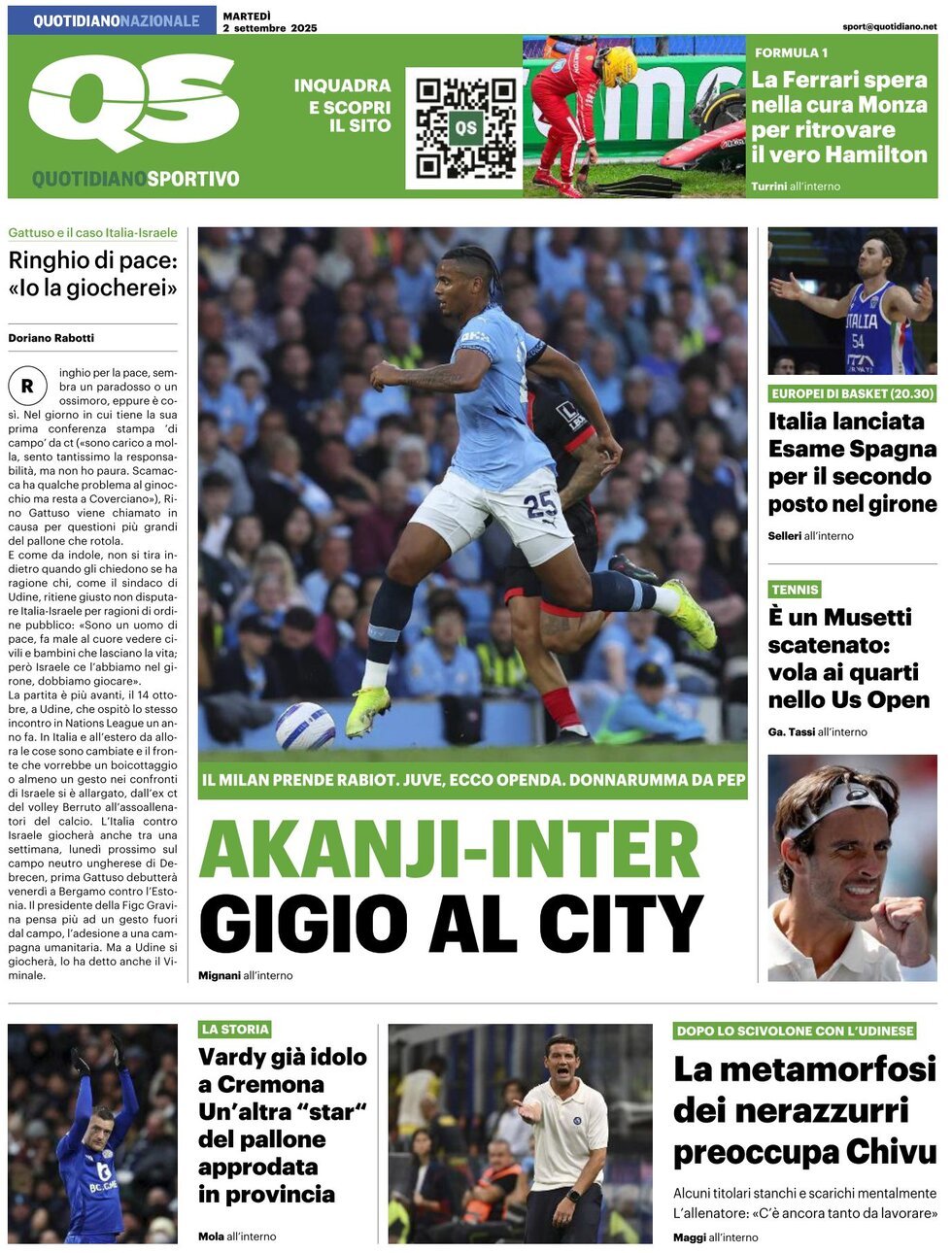 anteprima della prima pagina di QS Quotidiano Sportivo