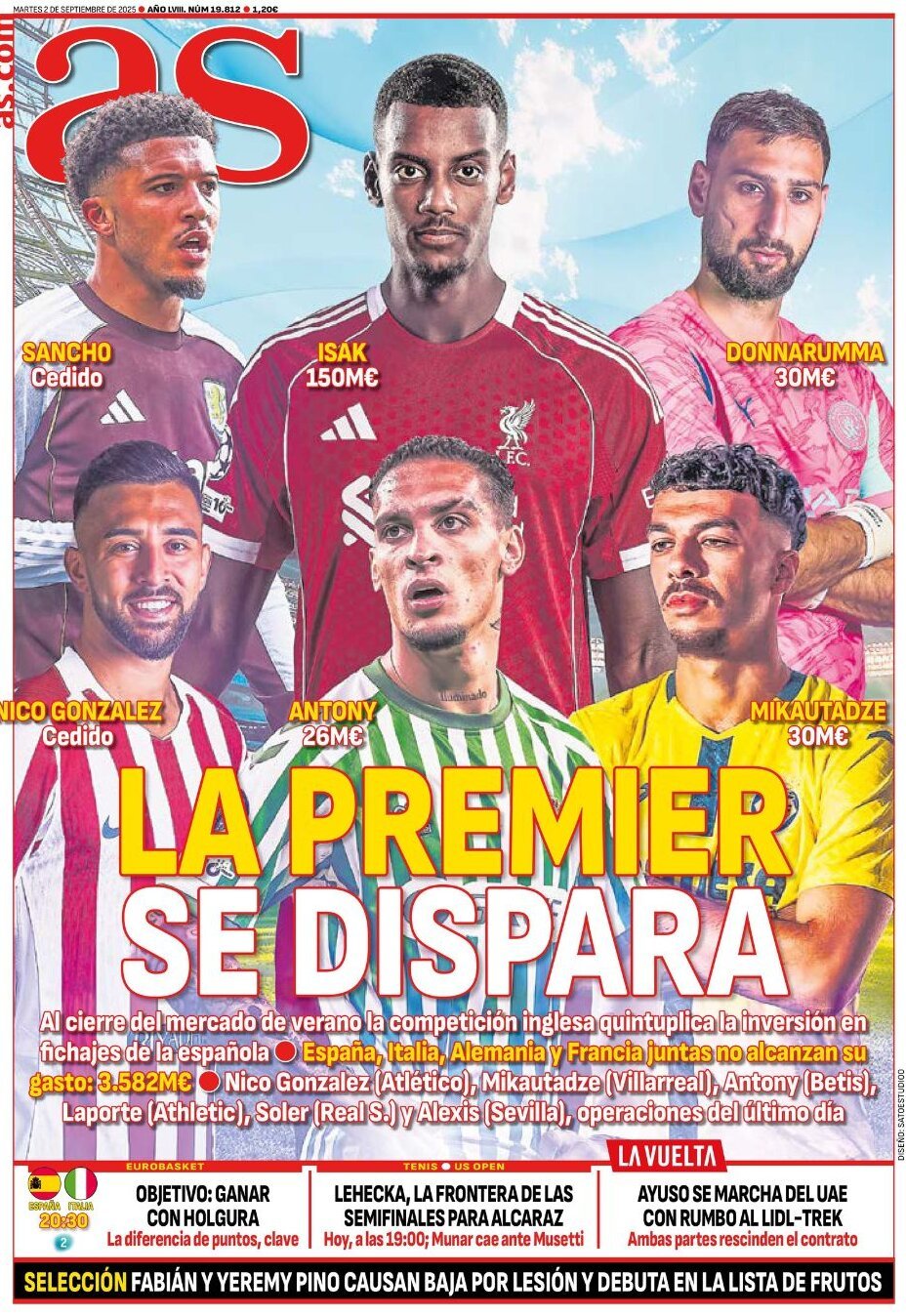anteprima della prima pagina di AS (Madrid)