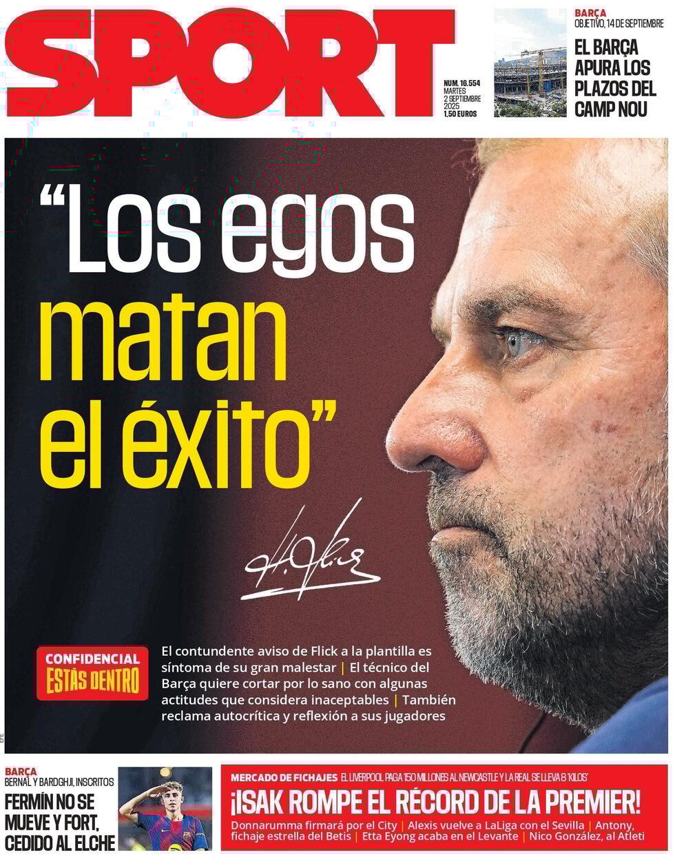 anteprima della prima pagina di SPORT (Barcelona)