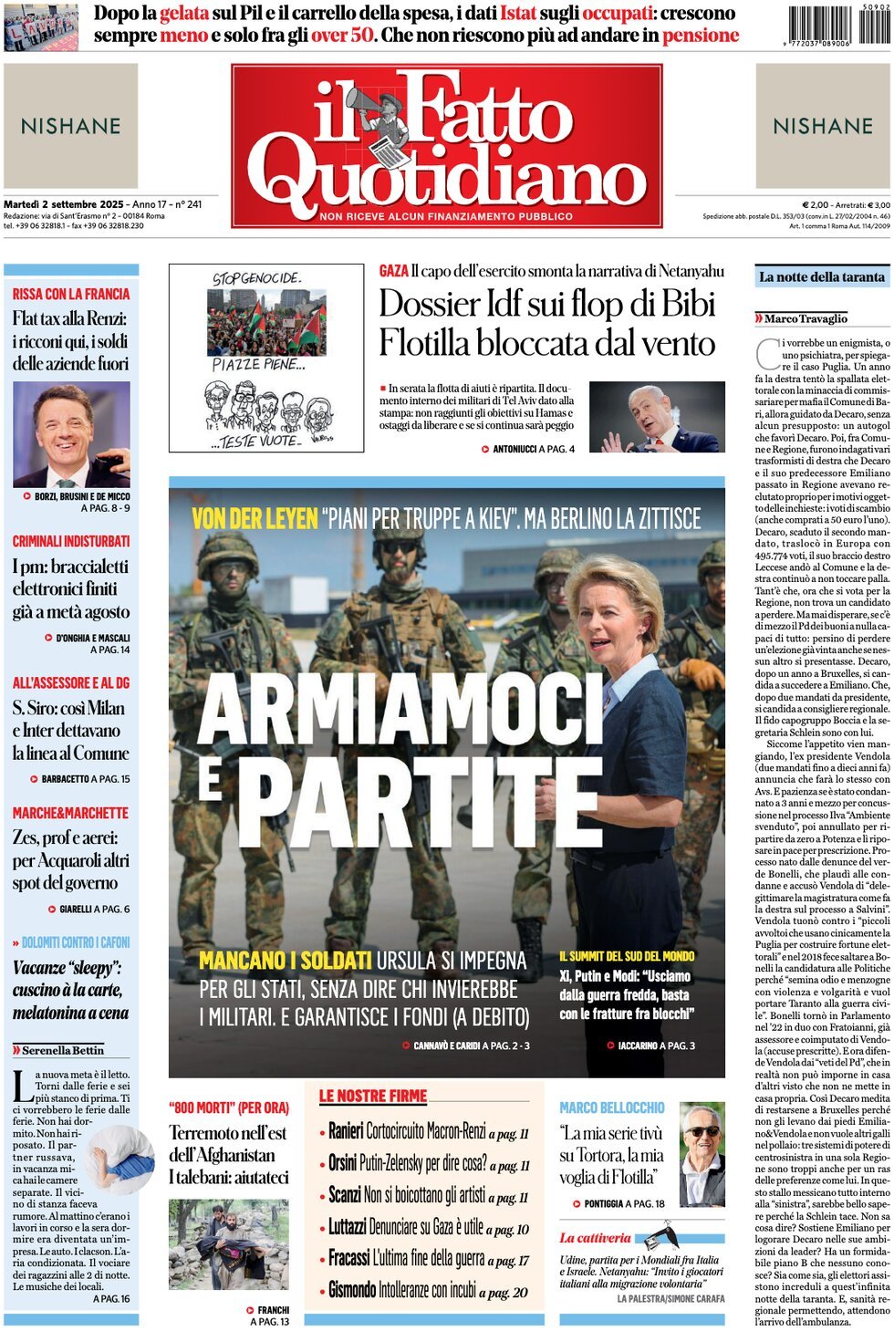 anteprima della prima pagina di Il Fatto Quotidiano